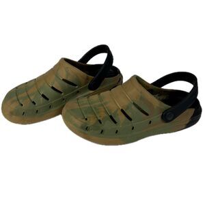 Rugged Shark Men's Sz 7 Slides Comfort Clog Sandals Camo Olive Slip On Shoes